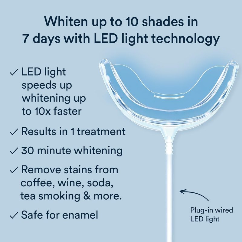 Auraglow LED Teeth Whitening Kit - At-Home Tooth Whitening System with 35% Carbamide Peroxide Gel | 12 Treatments, Enamel-Safe for Coffee & Tea Stains