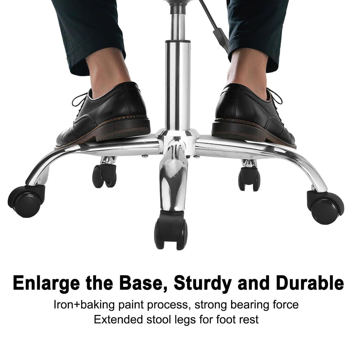 JOSTZHXIN Rolling Stool Height Adjustable Round Swivel Stool for Tattoo Salon Spa Massage, Home Office Chair