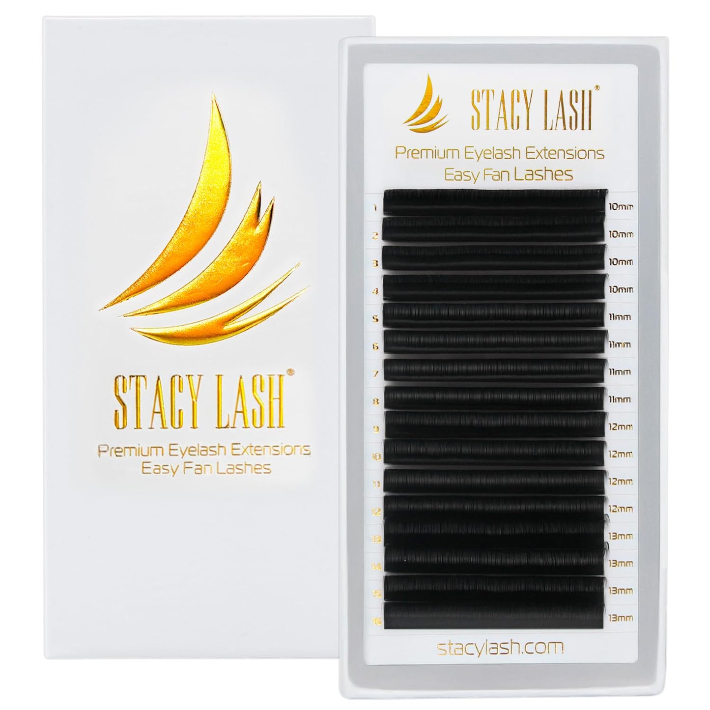 Easy Fan Lash Extensions by STACY LASH | J Curl Eye Lashes | Easy Fanning Lashes 3D 4D 5D 6D 7D 10D | Volume Set | 16-Rows Lash Tray | Eyelash Extension Supplies for Lash Tech |J-0.03-MIX 8-12