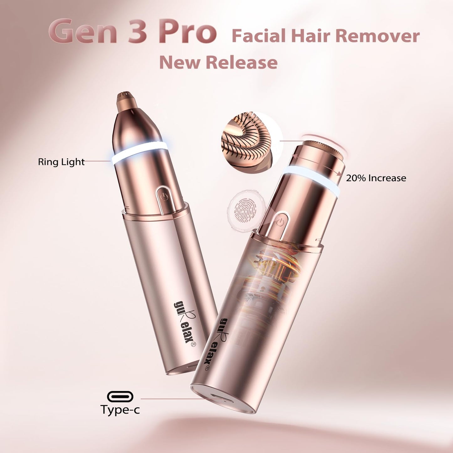 Electric Beauty Epilator+Facial Hair Remover for Women, Hair Removal Device Gift Set, Portable Epilation System, Painless Shaver for Face Chin Lip Body