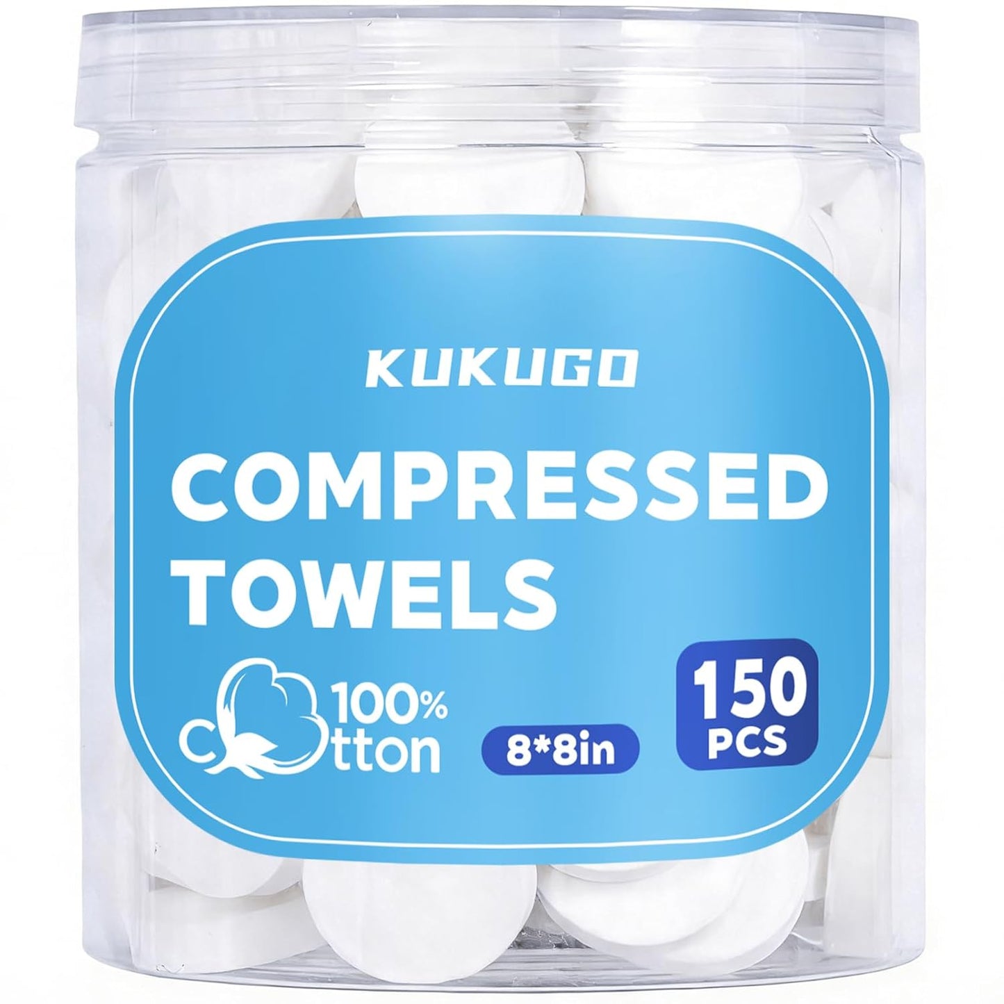 Compressed Towels - 150 Pcs Coin-Sized Disposable Face Towels | Soft, Absorbent, Biodegradable Washcloths for Travel & Skincare