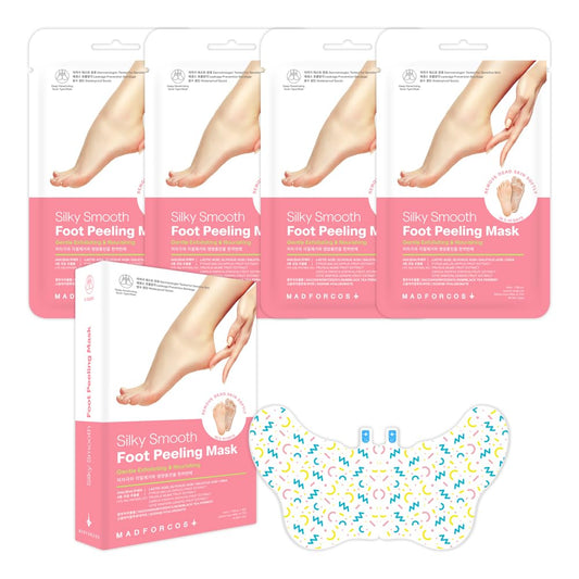 MADFORCOS Exfoliating Foot Peel Mask with AHA/BHA & 4 Fruit Extracts – Removes Dead Skin & Calluses for Baby Soft Feet – Foot Peeling Mask Socks for Dry, Cracked Feet (4 Pairs)