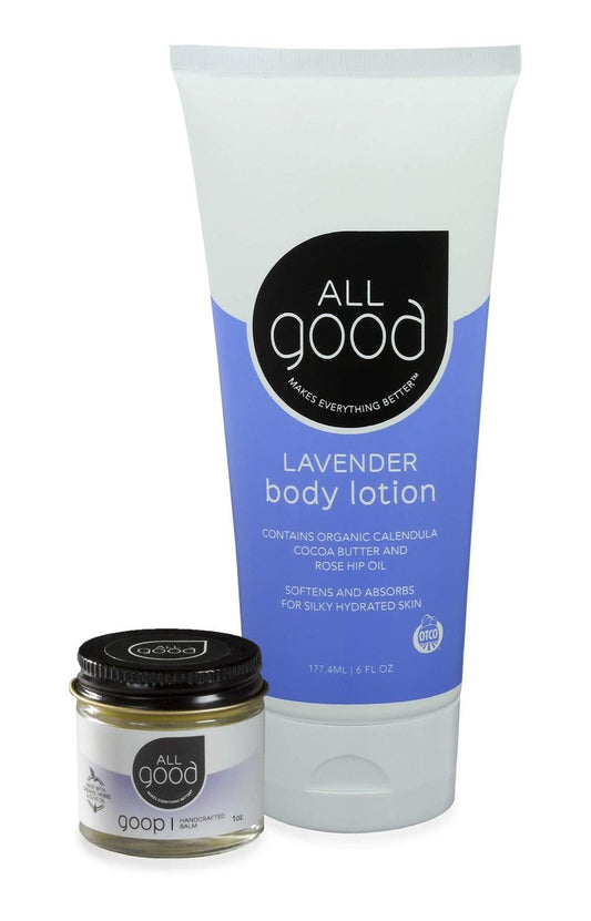 All Good Hand & Skin Relief Combo Set - Moisturize Dry Cracked Skin - Organic Handcrafted Balm & Lavender Lotion