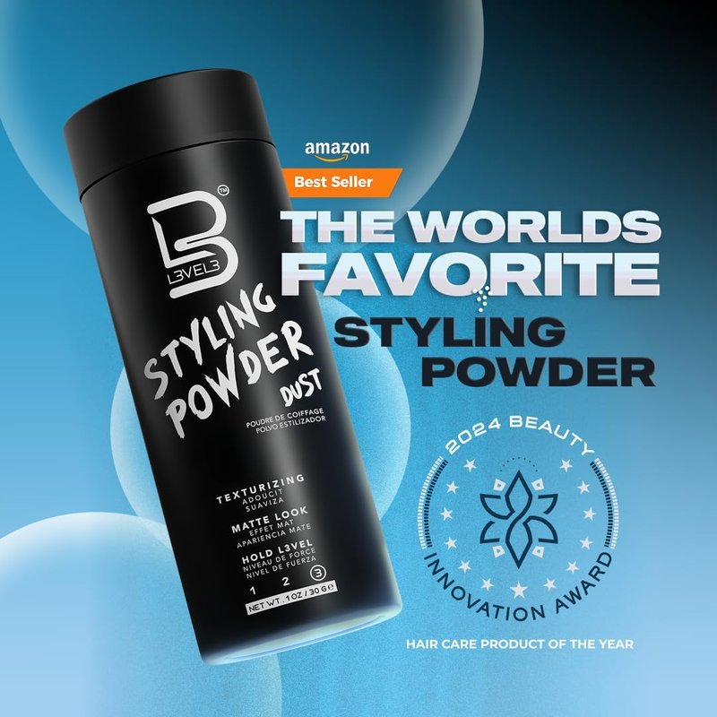 L3 Level 3 Travel Styling Powder - Natural Look Mens Powder - Easy to Apply with No Oil or Greasy Residue