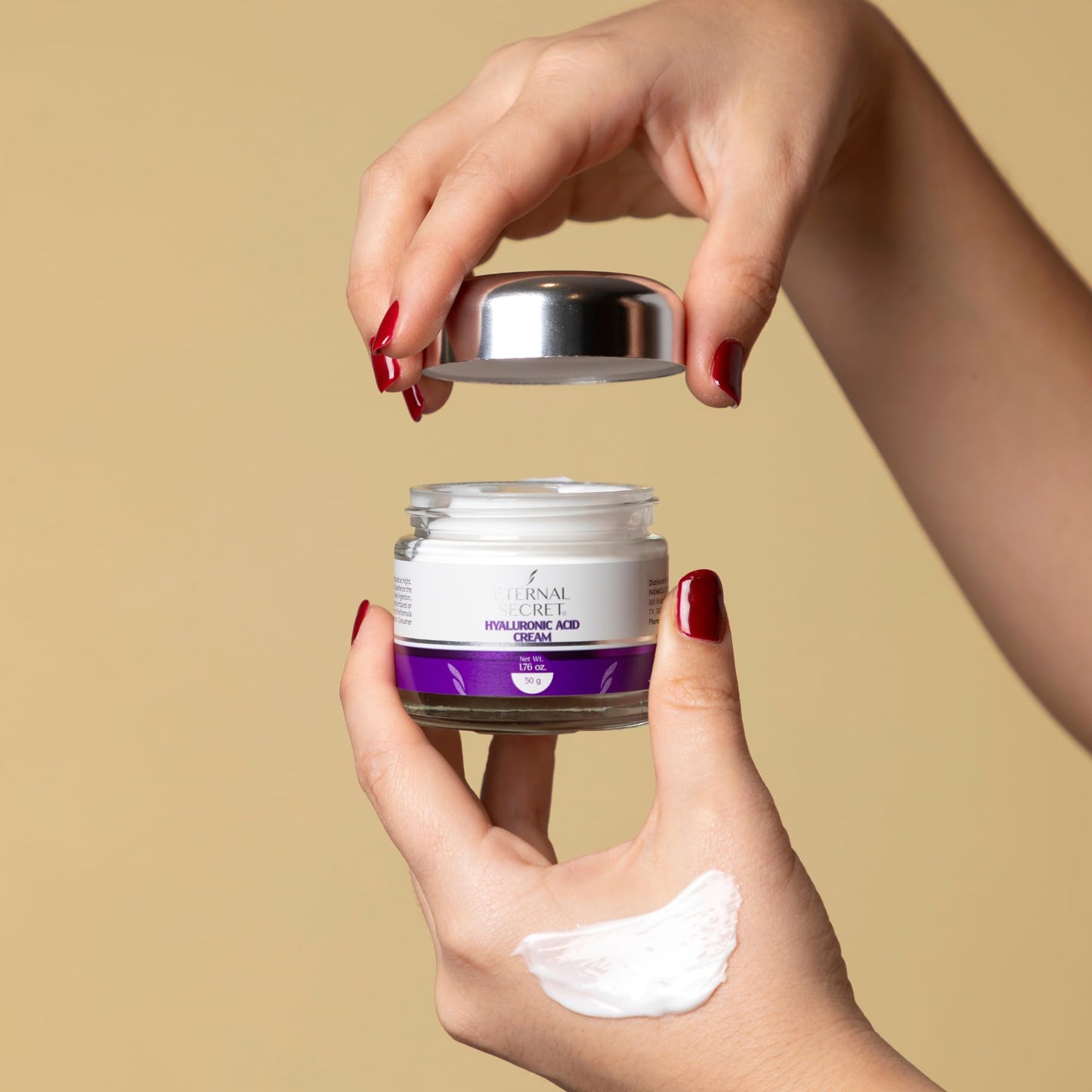 Dr. Simi Eternal Secret Hyaluronic Acid Face Cream | Lightweight Daily Moisturizer, Hydrates, Helps to Smooth Fine Lines | Peptides + Marine Extracts for Plump, Radiant, Healthy-Looking Skin | 50 g
