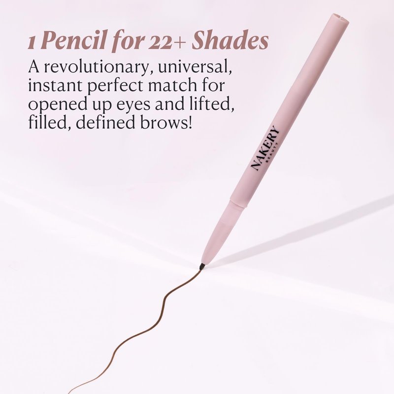 Nakery Universal Eye Brow Pencil Duo - 3-in-1 Eyebrow Pencil with Color-Adapt Technology for Natural & Flawless Brows - Precision Eyebrow Liner Infused with Castor Oil, Hyaluronic Acid & Vitamin E