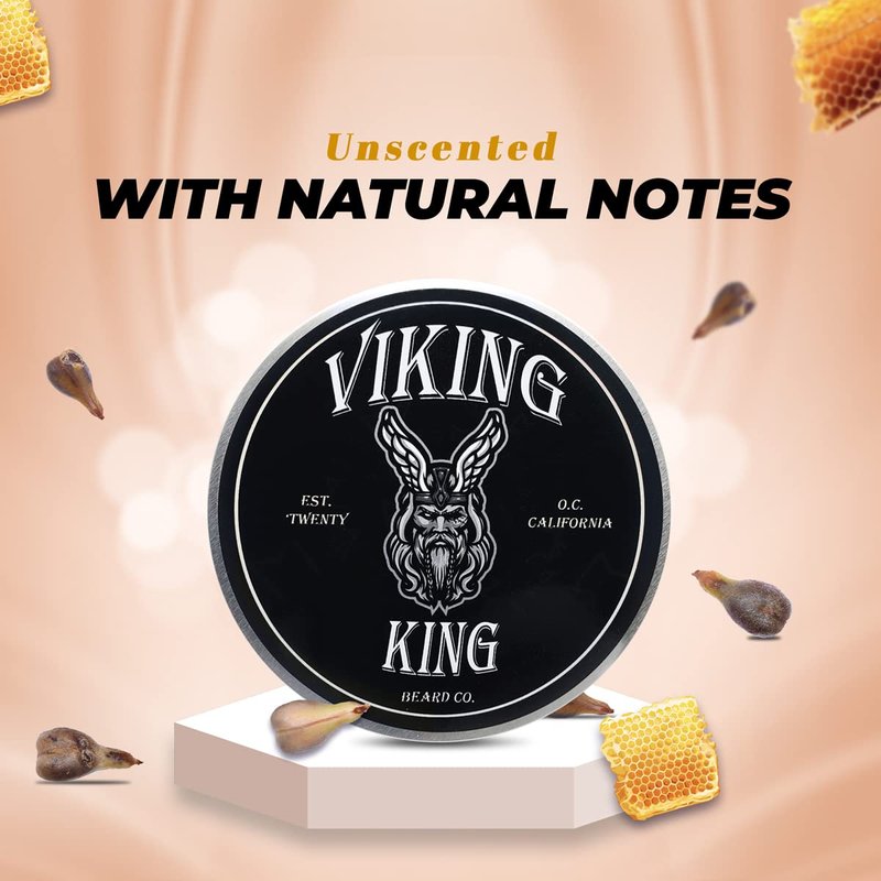 VIKING KING BEARD CO. Beard Balm - Gold (Spiced Vanilla Tobacco)- All Natural Beard Softener and Conditioner - Men's Grooming Product - 4 Ounce Tin