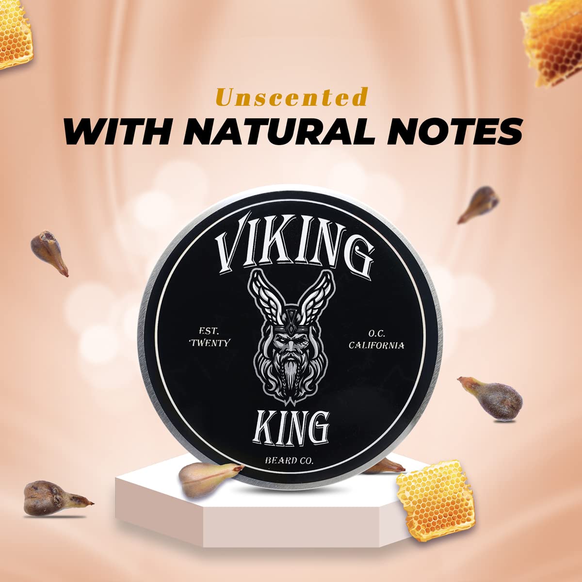 VIKING KING BEARD CO. Beard Balm - Gold (Spiced Vanilla Tobacco)- All Natural Beard Softener and Conditioner - Men's Grooming Product - 4 Ounce Tin