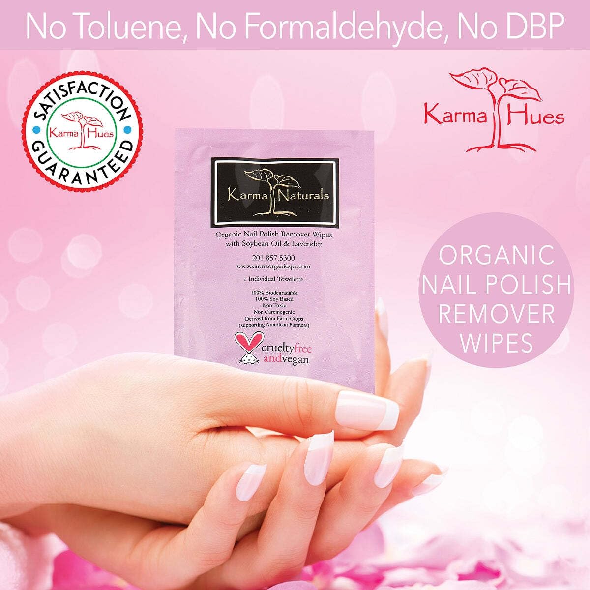 Nail Polish Remover Wipes - Non-Toxic Soybean & Lavender Oil | 10 Individually Wrapped Pads for Home & Salon Use