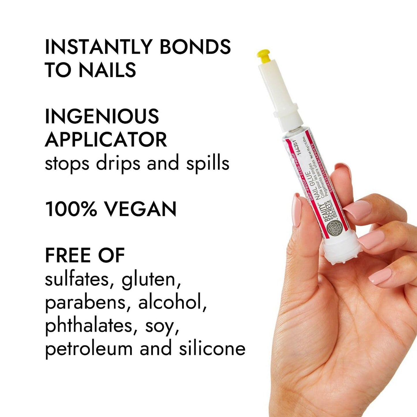 Beauty Secrets Drip & Clog Proof Nail Glue Bundled with Nail File Black Cushion Medium Coarse 180/100 Grit (2 Pack) by Beauty Secrets