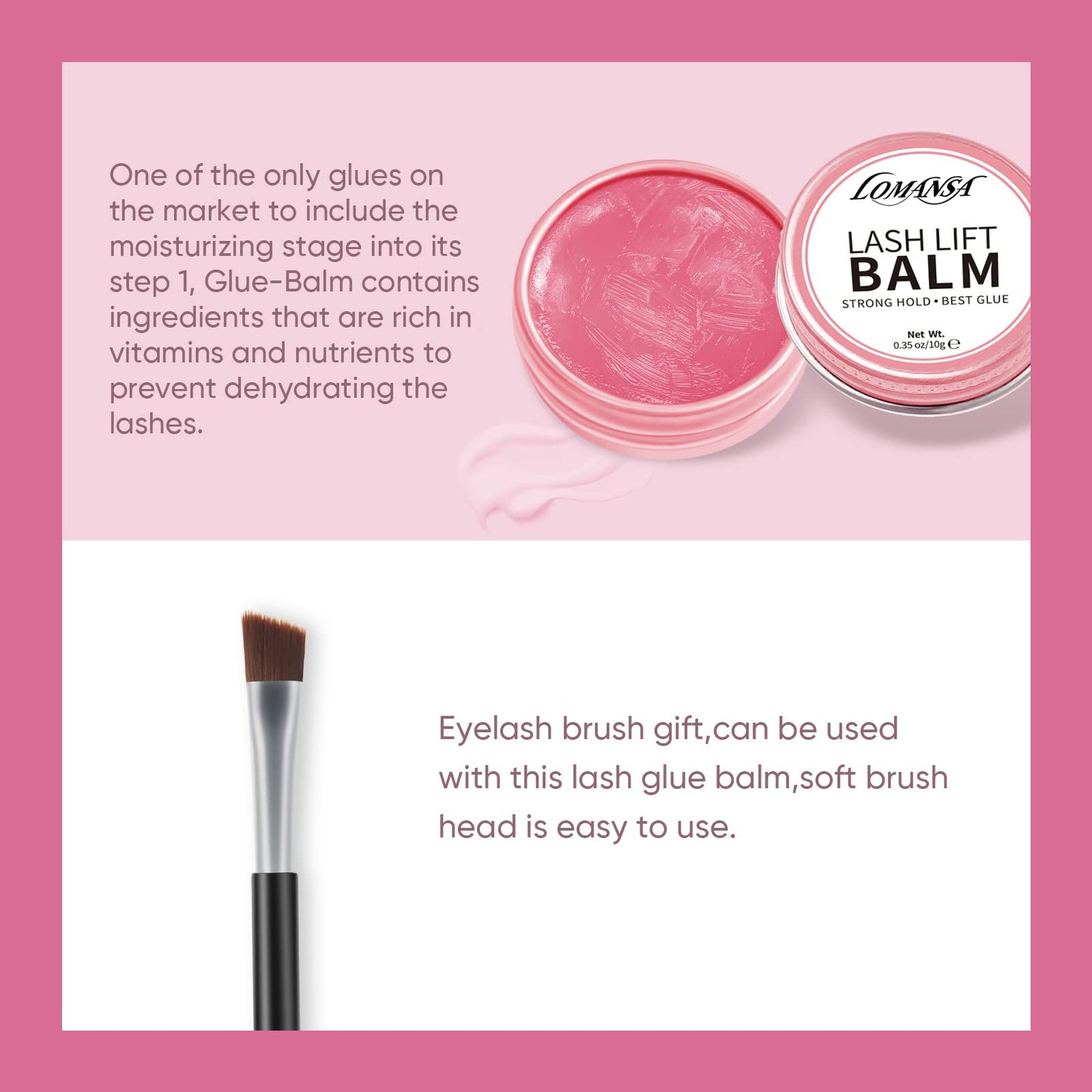 Lomansa Lash Lift Glue Korean Lash Lift Balm Glue Eyelash Perm Balm Fruit Flavor Lifting Curling Gel for Lash Perm Kit 10g (Rose)