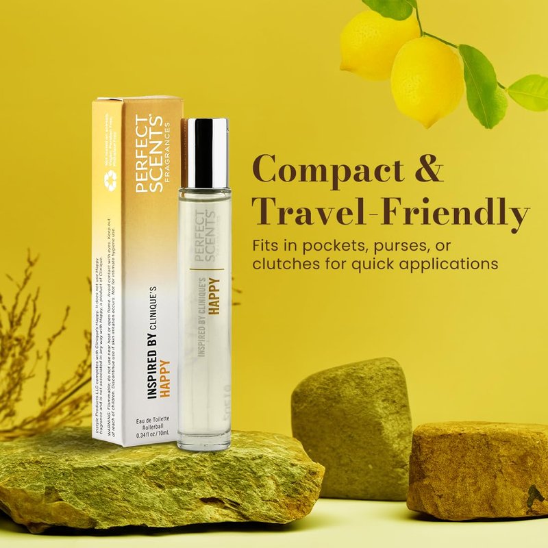 Perfect Scents, Inspired by Clinique's Happy, Rollerball, Women’s Eau de Toilette, Vegan, Paraben Free, Phthalate Free, Never Tested on Animals, 0.34 Fl Oz