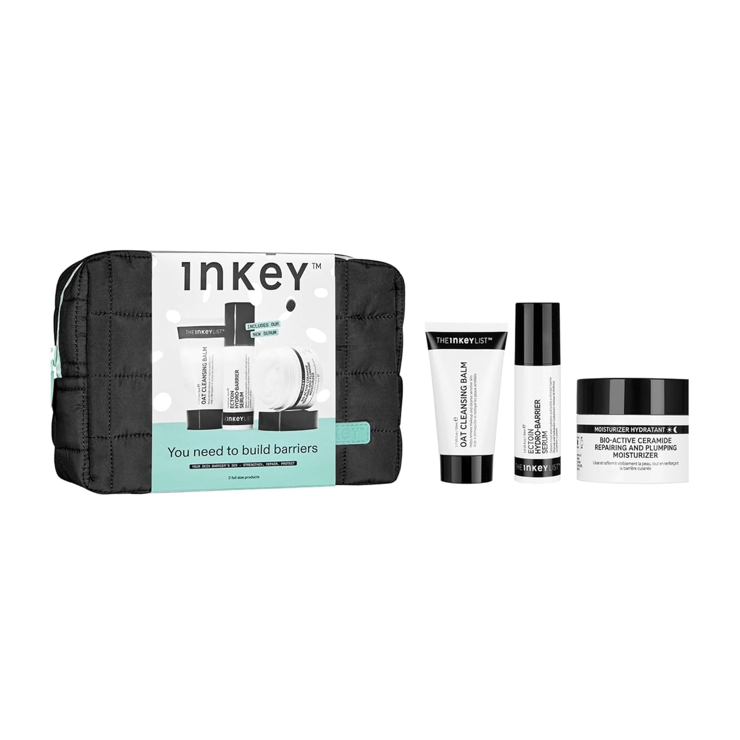 **Oat Cleansing Balm & Hydro-Barrier Serum Skincare Gift Set | Strengthen Dry Skin, Washbag Included**