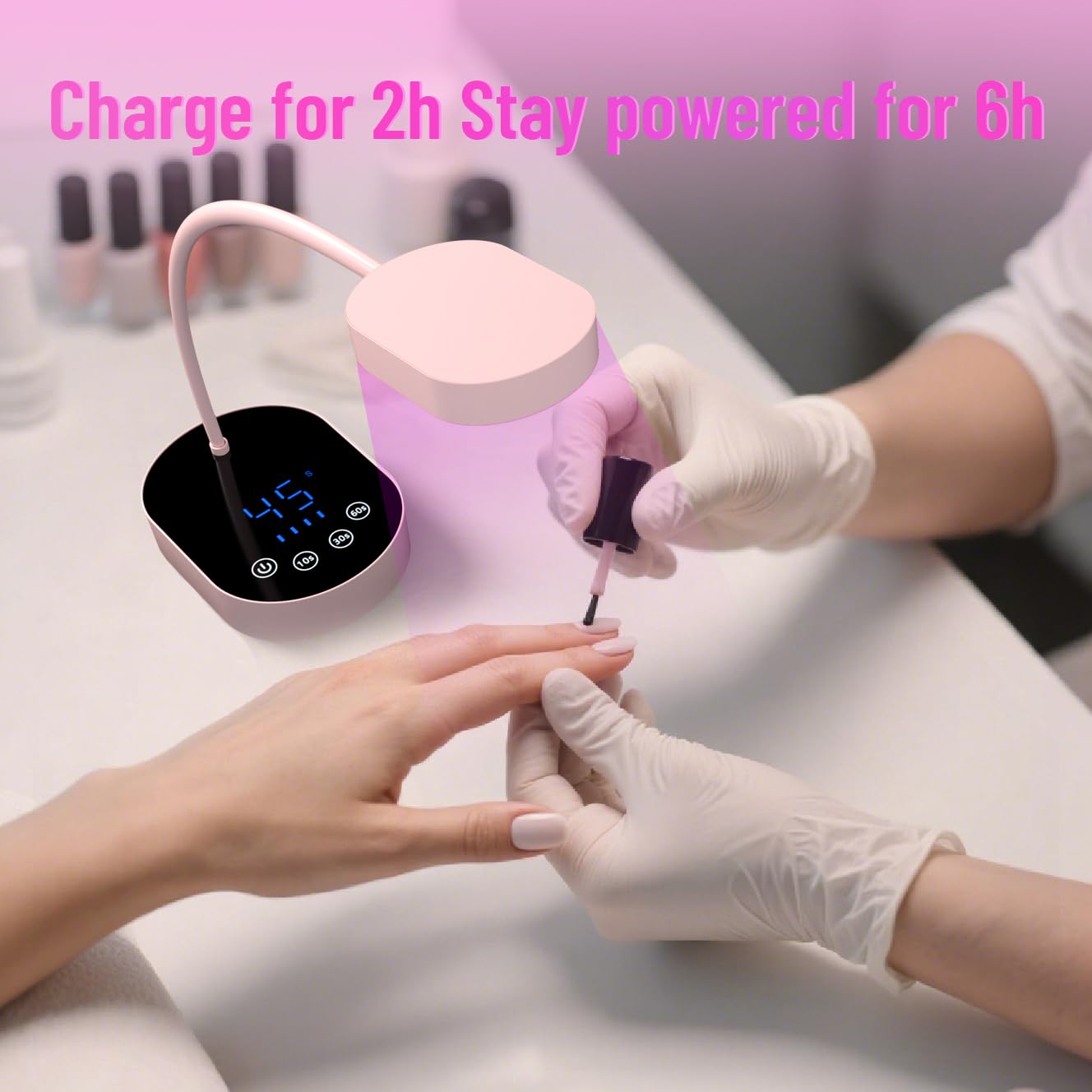 TCHMCITY Flash Cure lamp, 36W Mini Cordless Gel x Nail Lamp Flash Cure, Auto Sensor Gooseneck Portable USB Gel Nail Dryer U V Light with 3 Timers and LCD Display for Home DIY