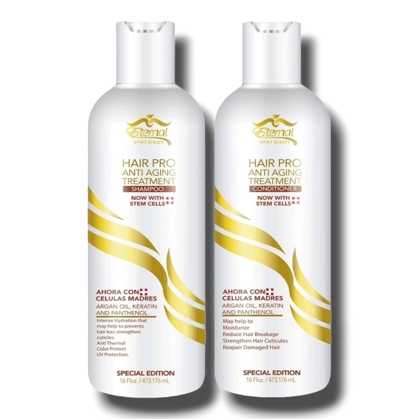 Eternal Spirit Hair Pro Shampoo and Conditioner Bundle, 16 fl oz Each – Special Edition Hydrating Hair Care Set with Stem Cells, Argan Oil & Keratin for Dry, Damaged Hair
