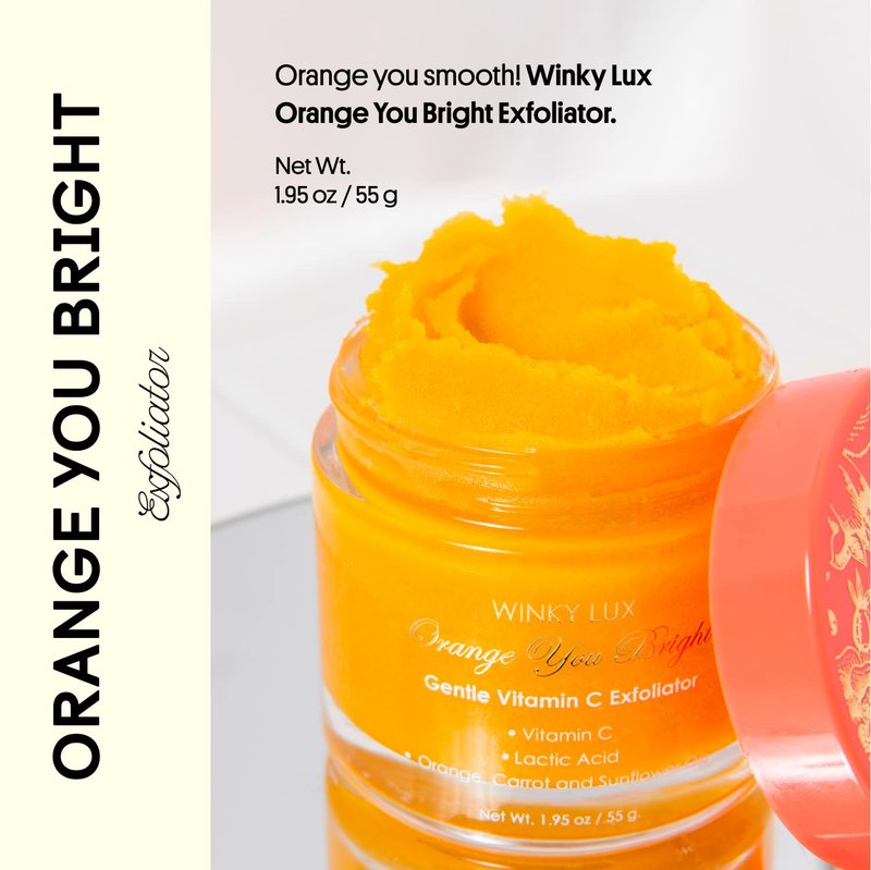 Winky Lux Orange You Bright Exfoliator – Infused with Vitamin C & Lactic Acid, Brightens, Boosts Cell Turnover & Smooths Texture, Leaves Skin Glowing, Radiant & Fresh with Citrus Scent