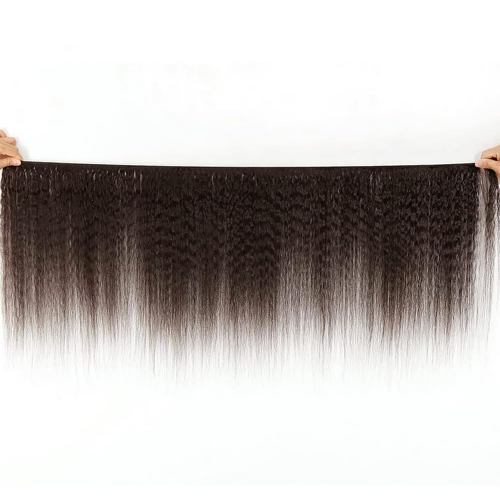 Yaki Straight Human Hair Bundles 26 Inch Kinky Straight Single Bundle #4 Chocolate Brown Human Hair Unprocessed Native Virgin Hair 100g Total 1 Extension Wet and Wavy Human Hair Extensions for Women