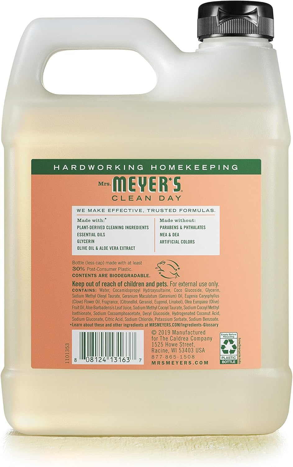 Mrs. Meyer's Clean Day Hand Soap Refill | Geranium Scent with Essential Oils | 33 Fl. Oz - Pack of 2