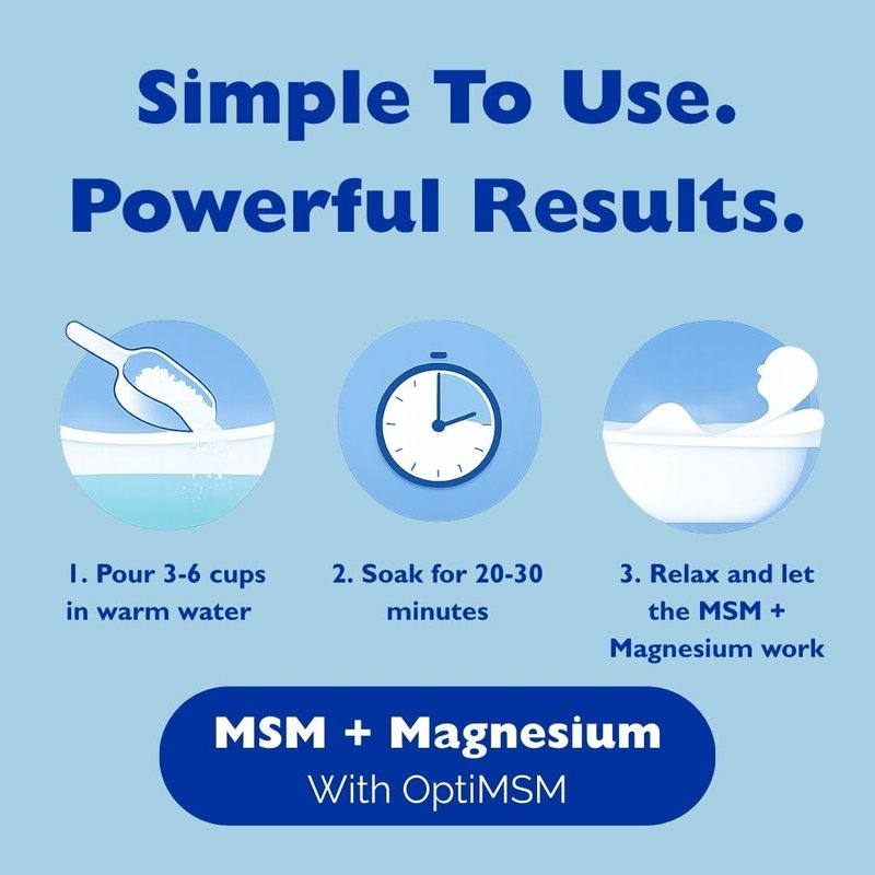 MSMPure Magnesium Bath Flakes with MSM – Dead Sea Magnesium Chloride for Muscle Recovery, Joint Relief & Relaxation – Epsom Salt Alternative for Soaking, Foot Soaks & Baths – 4 lb