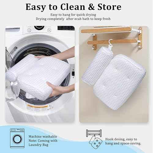 Bath Pillow for Bathtub Support Neck,Head and Back with Non-Slip Suction Cups and Comfortabl 4D AirenMesh Bathtub Pillow for Women & Men
