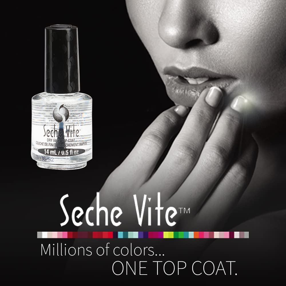 Seche Vite Dry Fast Top Coat - Quick Dry Clear Nail Polish for High Gloss Shine | 0.5 fl oz