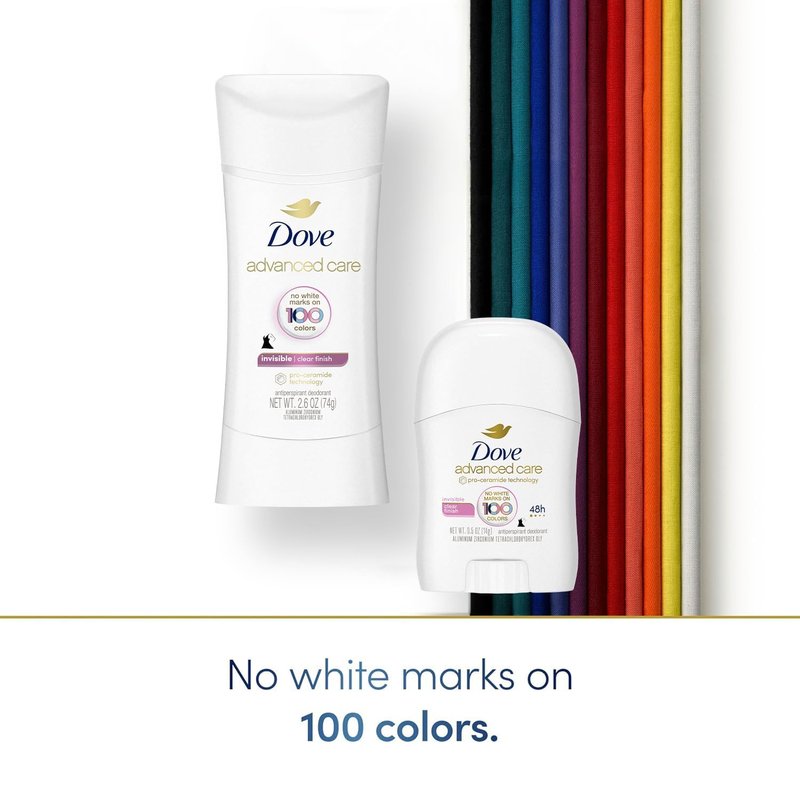 Dove Antiperspirant Deodorant for Women, Clear Finish, 2-Pack + Travel-Size – No White Marks, Pro-Ceramide Technology, Vegan & Cruelty-Free