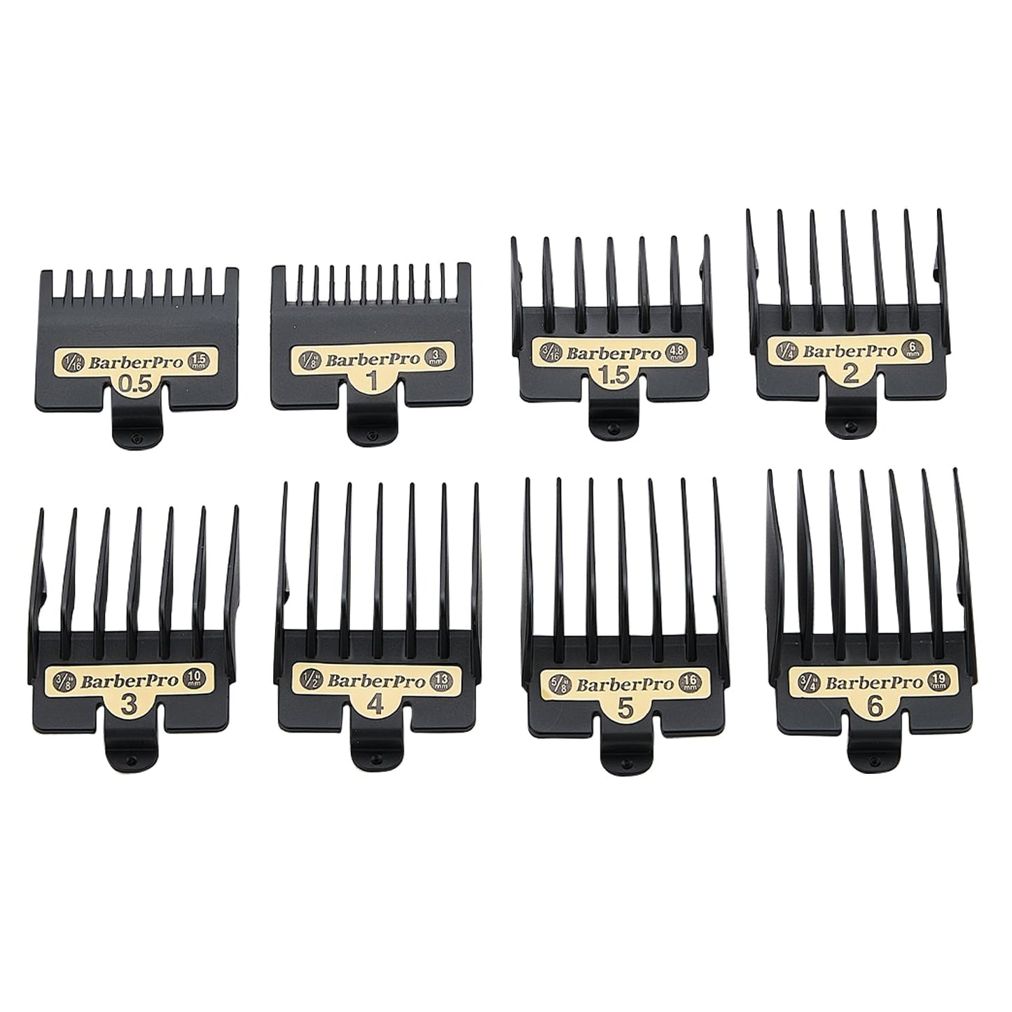 BaBylissPRO 8-Piece Clipper Guard Set | Replacement Guards for FX870, FX880, FX825, FX673 - Black