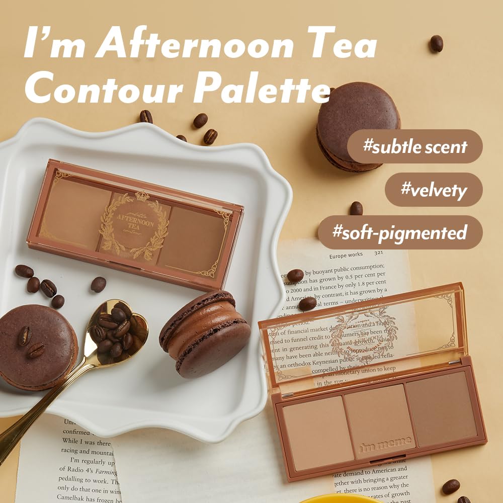 I'M MEME Contour Palette - Afternoon Tea_FrOzen Choco | Bronzer for Face & Cheeks, Matte Powder, Natural Makeup, Buildable Coverage, Light to Medium, Easy Blendable, For Cool Tone Skin, 0.4 Oz