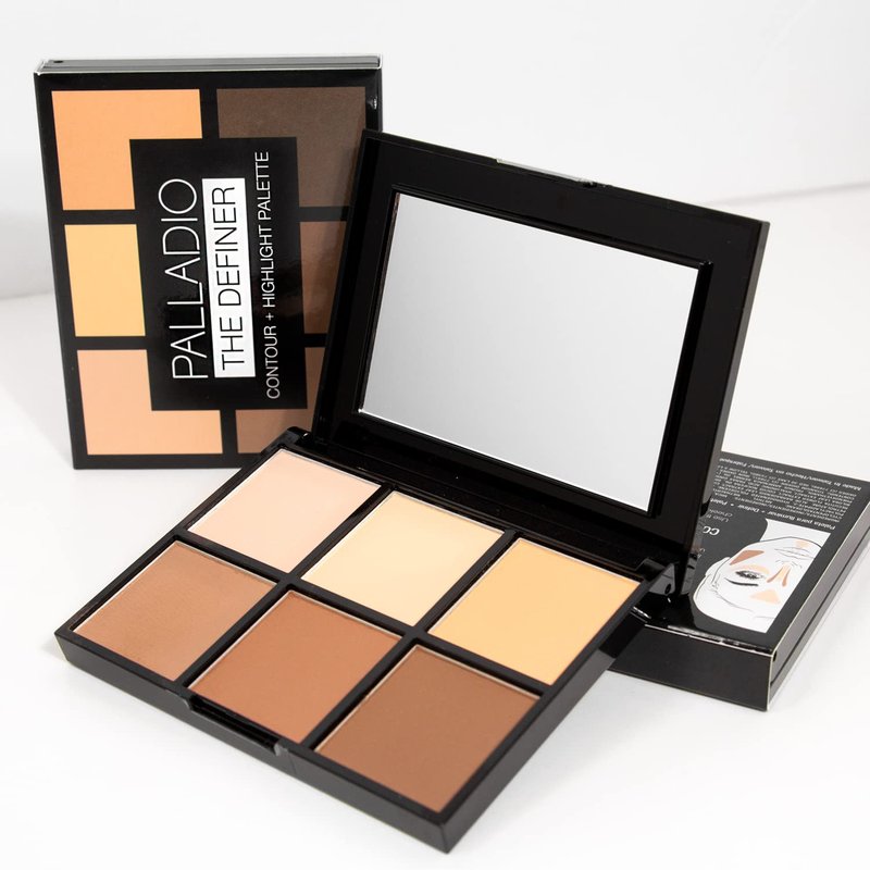 Palladio Contour and Highlight Palette - Sculpting Shades with Blendable Satin Finish | 6 Colors for Flawless Definition