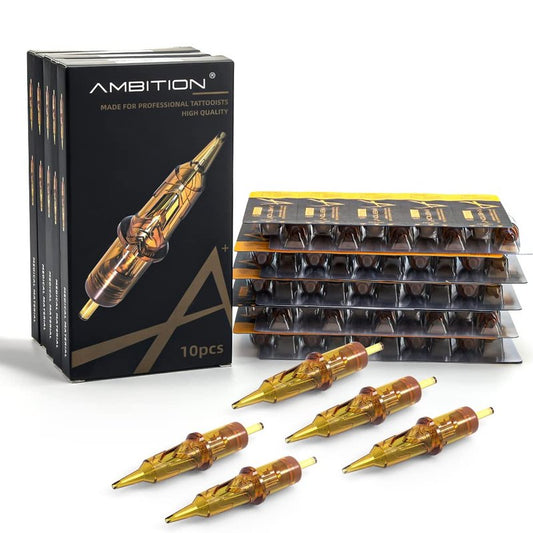Ambition Glory Tattoo Cartridges 9RL Bugpin Needles - 0.3mm Round Liner for Rotary Machines | 50 Pack