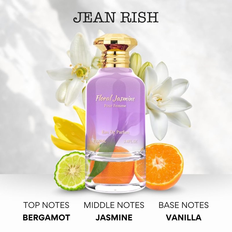 Floral Jasmine Perfume for Women - Long-Lasting Eau De Parfum with Bergamot, Orange & Vanilla | 100ml / 3.4 oz