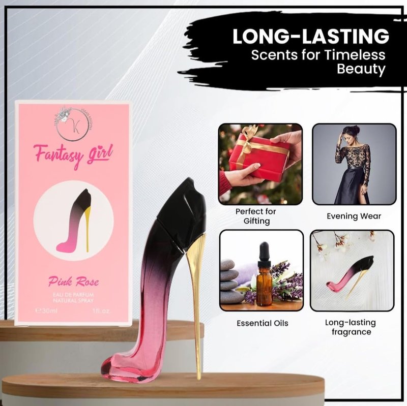 Viaan Krishna Fantasy Girl Mini High Heel 4-Piece Perfume Set for Women – Ice, Pink Rose, Blush, Ambition – 30ml (1 fl.oz.) Each