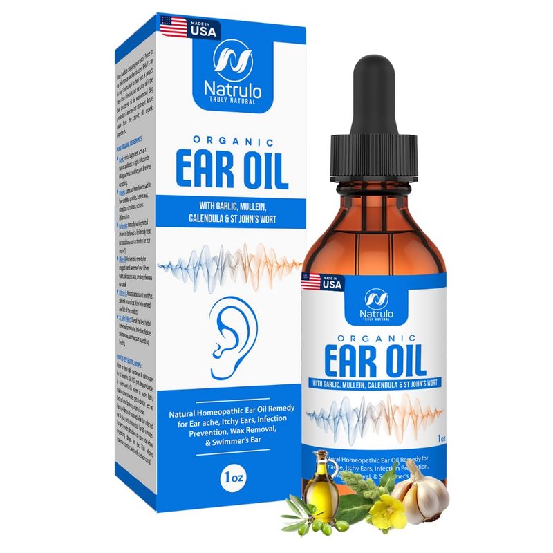 Organic Ear Oil for Ear Infection - Natural Eardrops for Earache Prevention, Swimmer's Ear & Wax Removal - Kids, Adults, Baby, & Dog Earache Remedy - with Mullein, Garlic, Calendula Made in USA