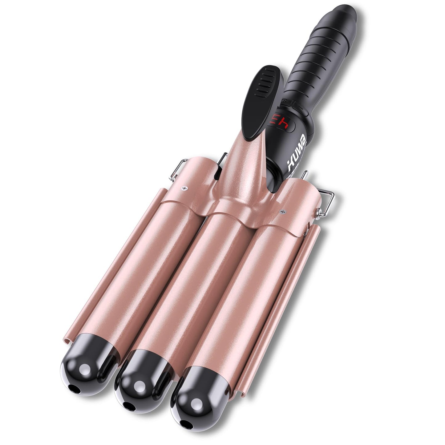 kuwa Crimper Hair Tool,3 Barrel Curling Iron,hairCrimper for Women,Hair Waver with LCD Temperature Display,Long-Lasting Natural Tight Waves
