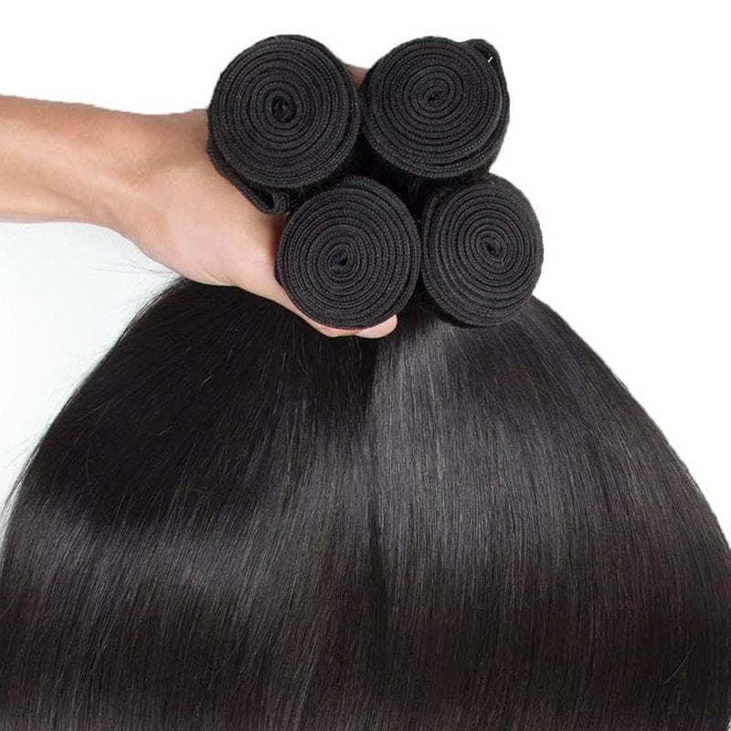Human Hair Bundles - 100% Unprocessed Brazilian Virgin Hair | Thick, Silky Straight Extensions 10-14 Inch