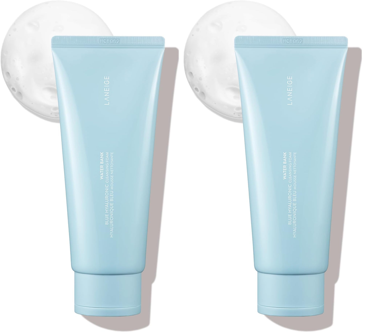 LANEIGE Water Bank Cleansing Foam: Hydrating Face Wash and Makeup Remover with Hyaluronic Acid & Papain Enzyme for Smooth,Soft Skin,(Pack of 2)