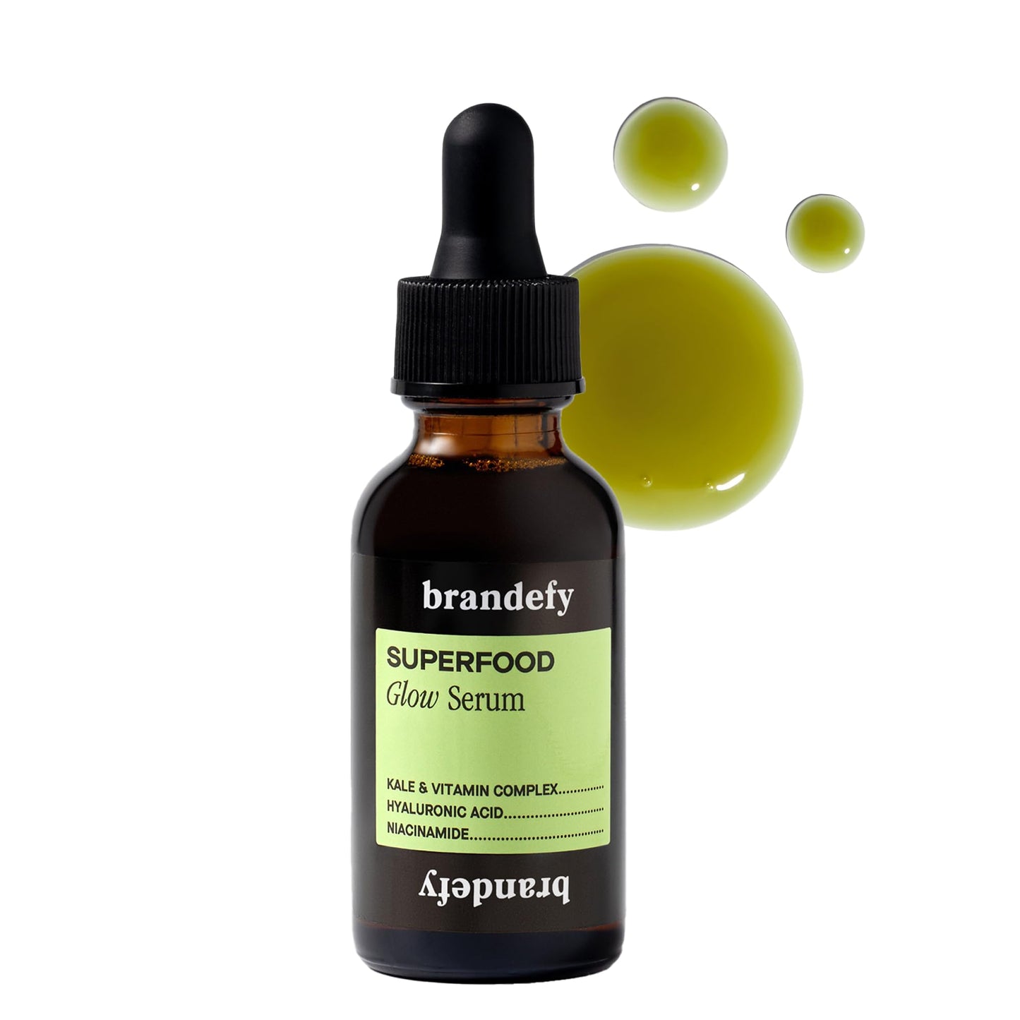 Brandefy Superfood Glow Serum - Kale & Vitamin Complex, Hyaluronic Acid, Niacinamide - Hydrating, Antioxidant Serum for Radiant Skin, Made in the Canada (1 Fl Oz)