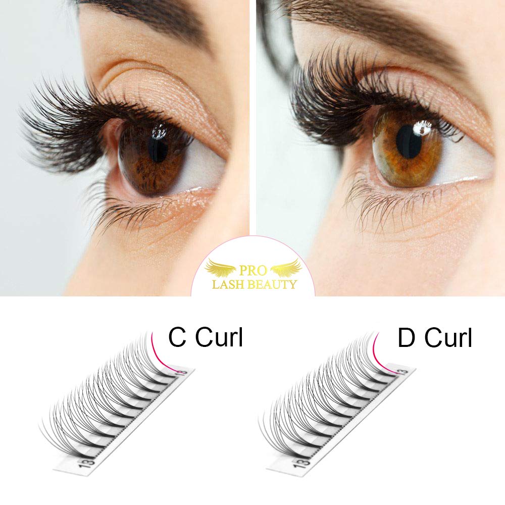 Premade Volume Eyelash Extensions 6D-C-0.07-15 Short Stem Premade Fans Eyelash Extensions 9 to 20 mm Volume Lash Extensions .07 .10 Pre made Lash Fans C D Curl (6D-C-0.07,15mm)