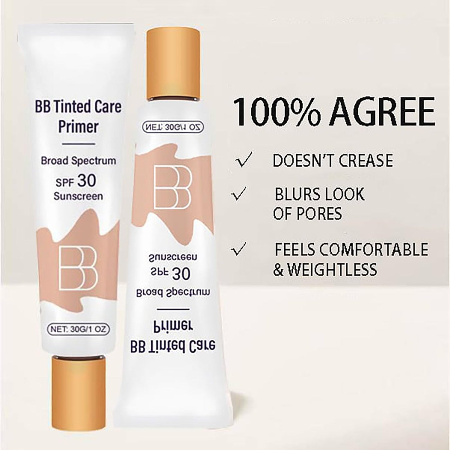 BB Moisturizer Spf 30 - Brightens, Hydrates & Smooths Your Skin, BB Blur Tinted Moisturizer Spf 30, BB Tinted Care Primer with Brush, Full Coverage Concealer Liquid Makeup (Natural)