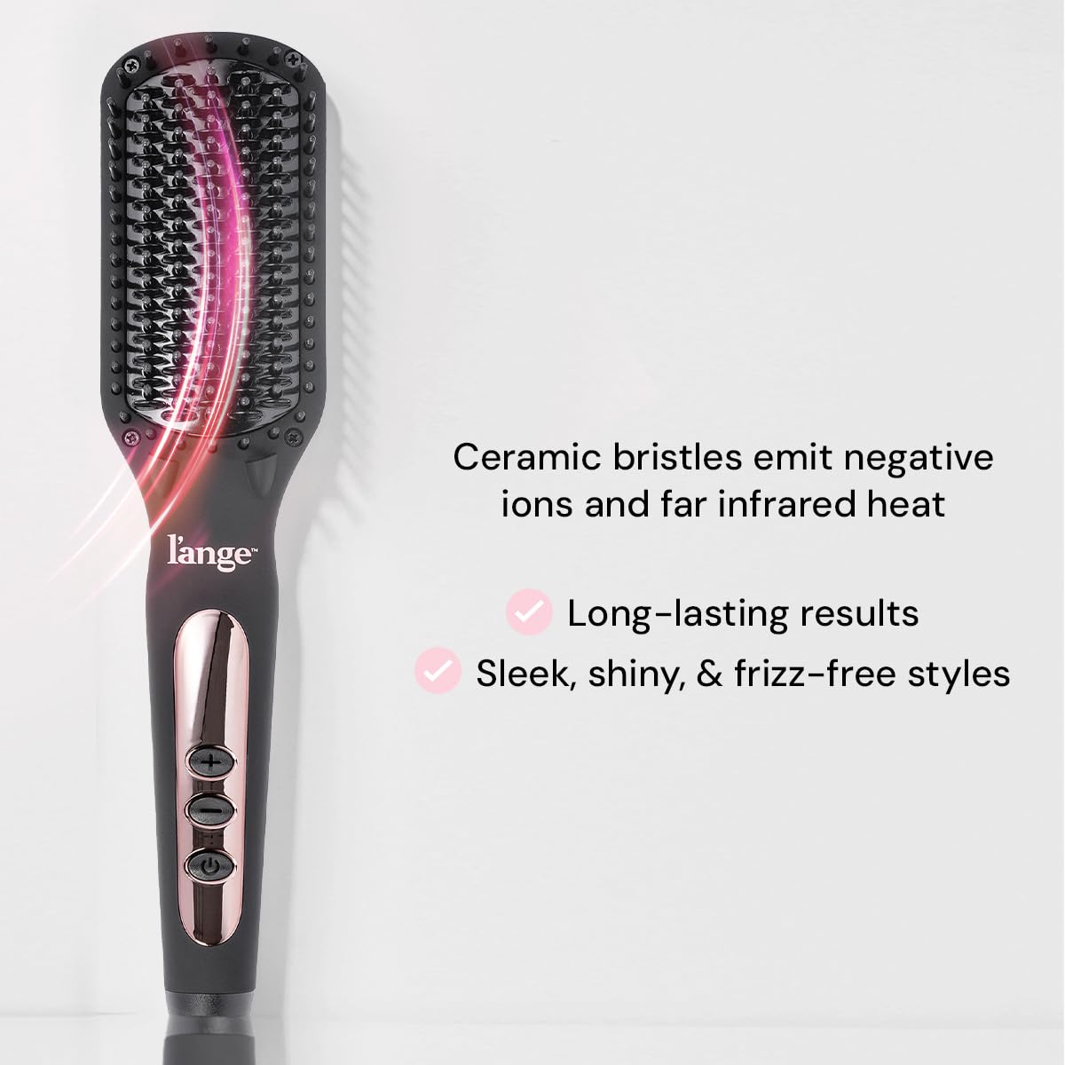 L'ANGE HAIR Le Vite Straightening Brush | Heated Flat Iron for Smooth, Anti-Frizz Styling | Dual-Voltage Electric Straightener Brush