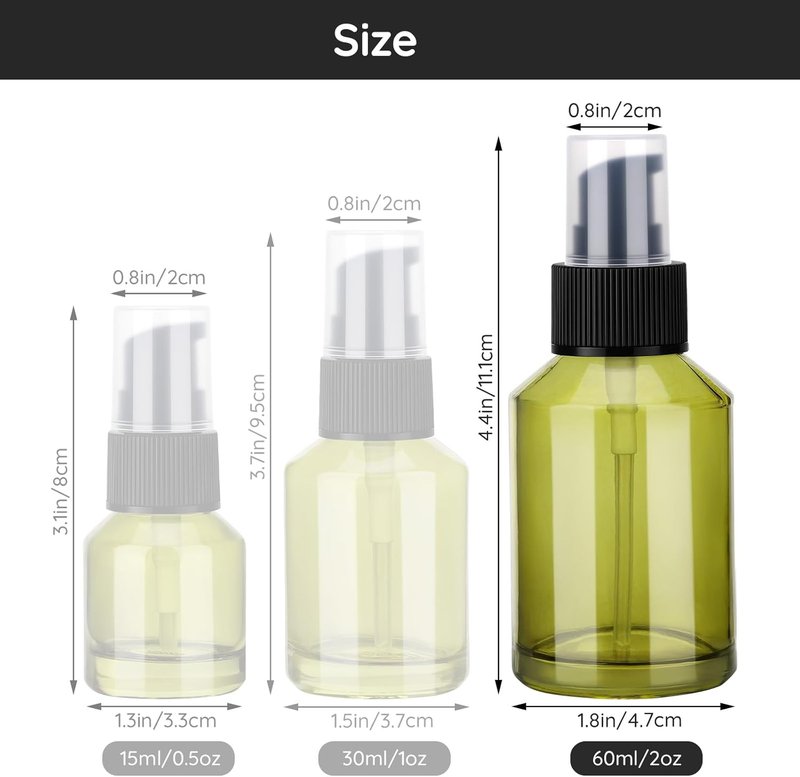 Segbeauty 18-Piece 2oz Glass Travel Lotion Containers - Refillable Mini Bottles with Pump Dispenser | Ideal for Skincare & Creams