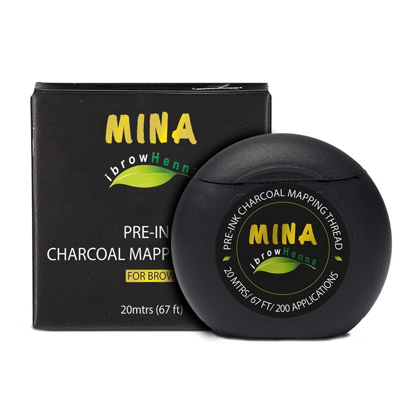 MINA ibrow Pre-Inked Microblading String for Eyebrow Mapping Bamboo Charcoal Thread Mess-Free Measuring Tool for Marking Symmetrical Eyebrows, White, 20M