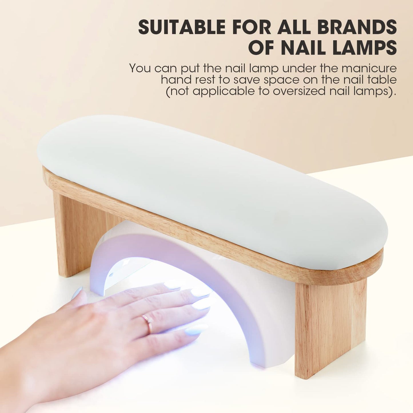 Nail Arm Rest, Professional Adjustable Height Nail Arm Rest Solid Wood with PU Leather Soft High-Density Sponge, Hand Rest for Nails