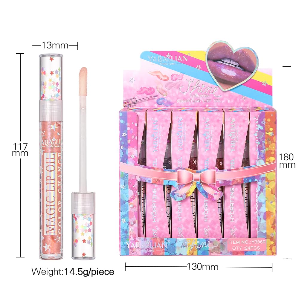 Glitter Lip Gloss Set - 6 Shimmery Liquid Lipsticks for Plumping & Moisturizing | High Shine Finish