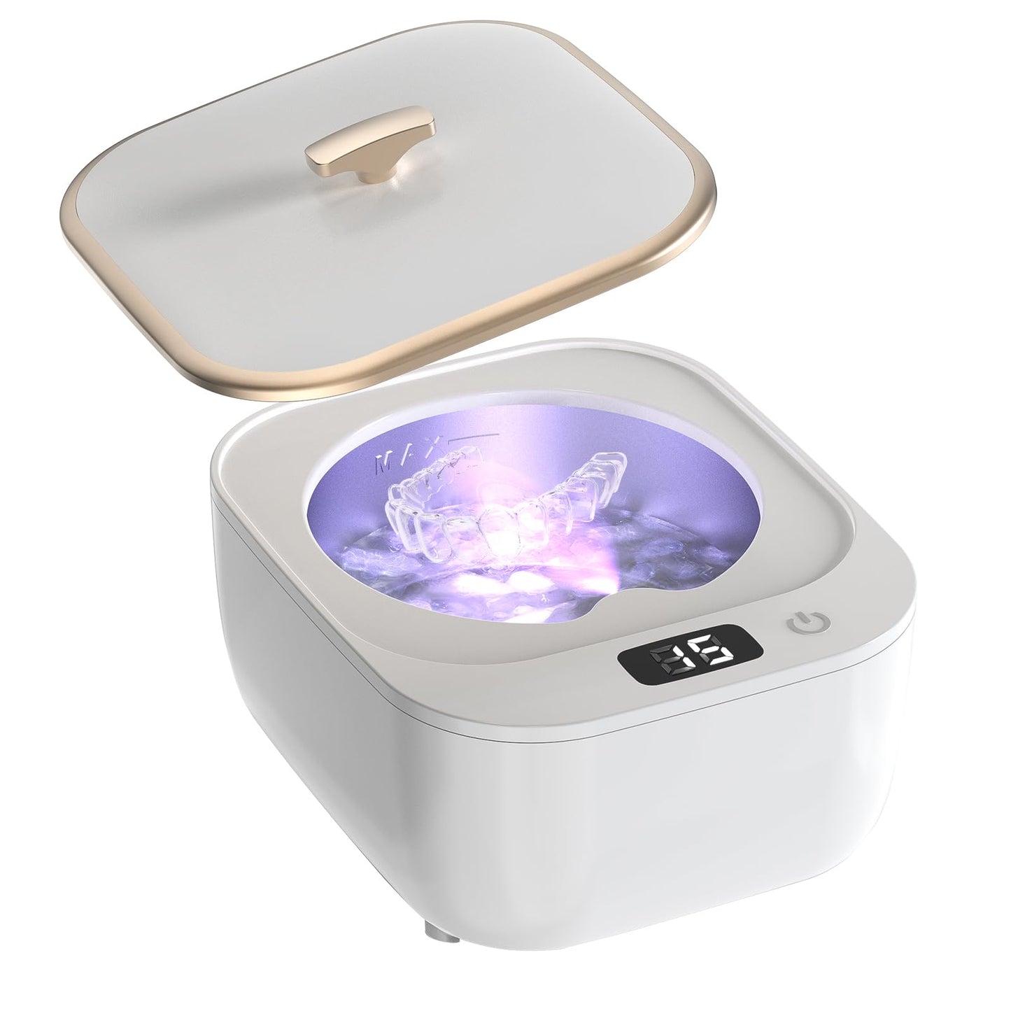 LONGMON Ultrasonic Retainer Cleaner and Retainer Storage Case Bundled Set Contains Ultrasonic Retainer Cleaner Machine and Double Layer Retainer Case