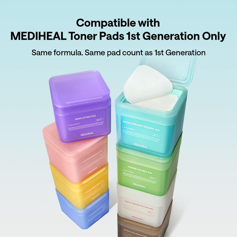 (Only Refill) Mediheal Madecassoside Blemish Pad (100) - Cotton Facial Toner Pads for Anti Blemish to Improved Uneven Skin Tone - Vegan Gauze