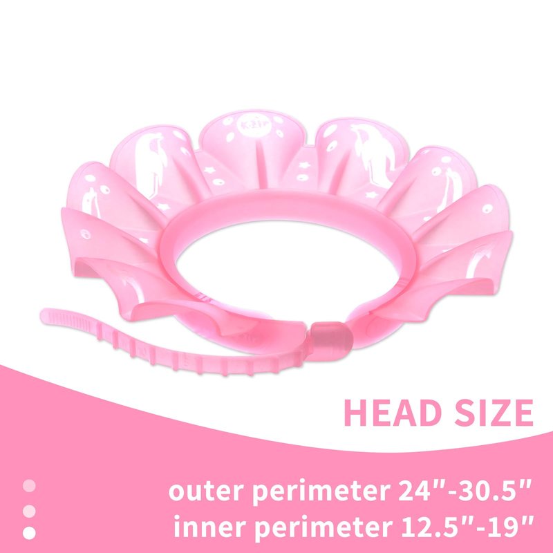 kair Baby Kids Bath Visor Soft Adjustable Silicone Toddler Children Shower Cap Hair Washing Hat Keep Kids Shield Water Out of Eyes & Ears Head Circumference 12.5"-19" (Pink, Less Than 24 Months)