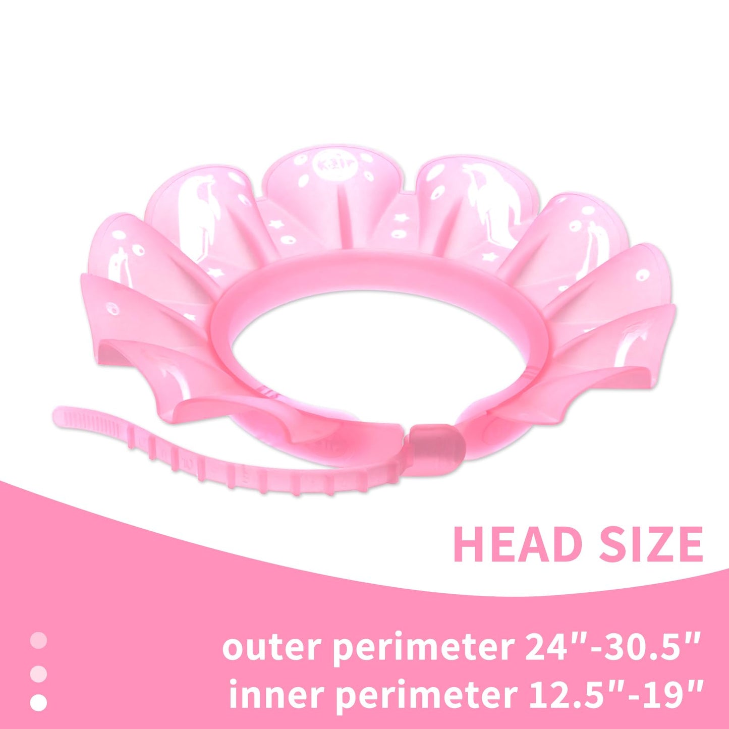 kair Baby Kids Bath Visor Soft Adjustable Silicone Toddler Children Shower Cap Hair Washing Hat Keep Kids Shield Water Out of Eyes & Ears Head Circumference 12.5"-19" (Pink, Less Than 24 Months)