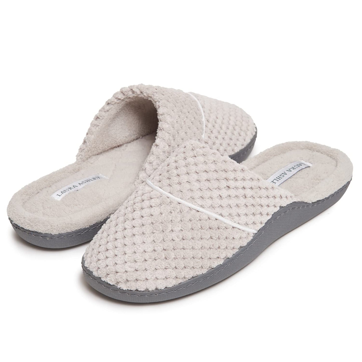 Laura Ashley Women's Spa Slip-On Rugged Scuff Slipper, Non-Slip House Slippers with Cushioned Insole for Ladies, Clay, Medium