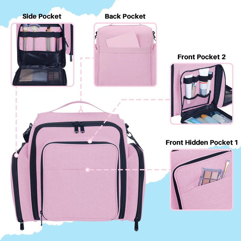 BAOMANYUHA Large Makeup Bag Cosmetic Case Organizer with 3 Inner Removable Pouches Multifunctional Travel Train Storage,Purple